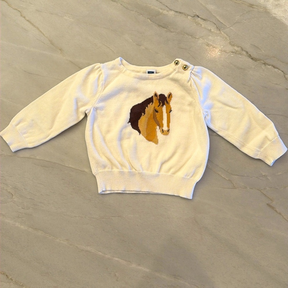 Janie and Jack - 12-18 month - knit sweater - horse - elbow patches